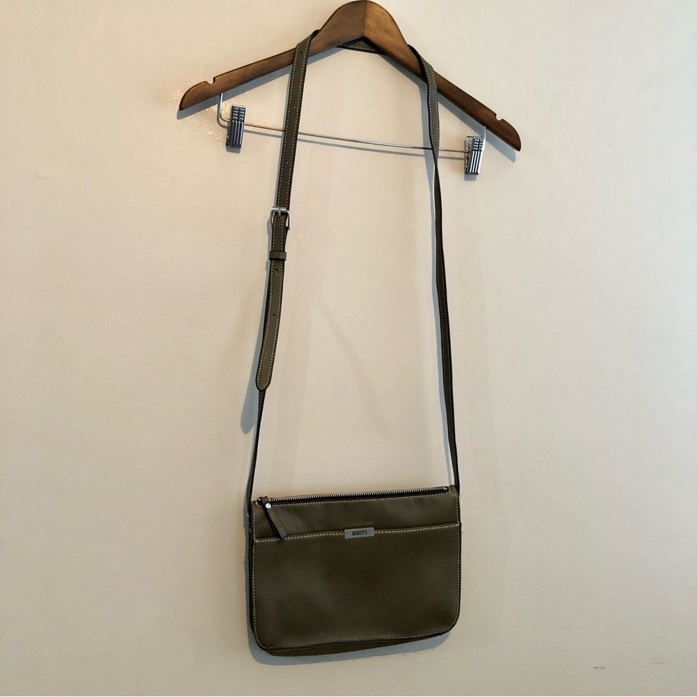 Roots Canada Olive Green Faux Leather Crossbody Bag Adjustable Strap - Picture 2 of 14